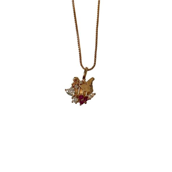 Disney Alice and Wonderland Etsy Handmade Gold Jewel Chain Charm Necklace - Picture 1 of 2